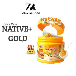 Olive Care Vitamin Kucing NATIVE+ GOLD 110gr Protein Tinggi GOLDEN POWDER untuk Peningkat Napsu Makan, Berat Badan, Gembul, Kulit Sehat, Cegah Bulu Rontok, Imunitas, Daya Tahan Tubuh, Kesehatan Pencernaan, Dan Pelengkap Nutrisi Makanan Harian Kucing