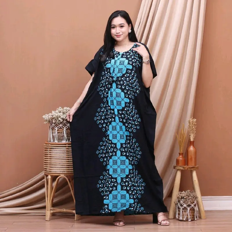 Longdress Kelelawar Jumbo Daster Lowo Tali Serut Dada Ld 150cm Katun Premium Motif Kawung Asli Pekalongan 6