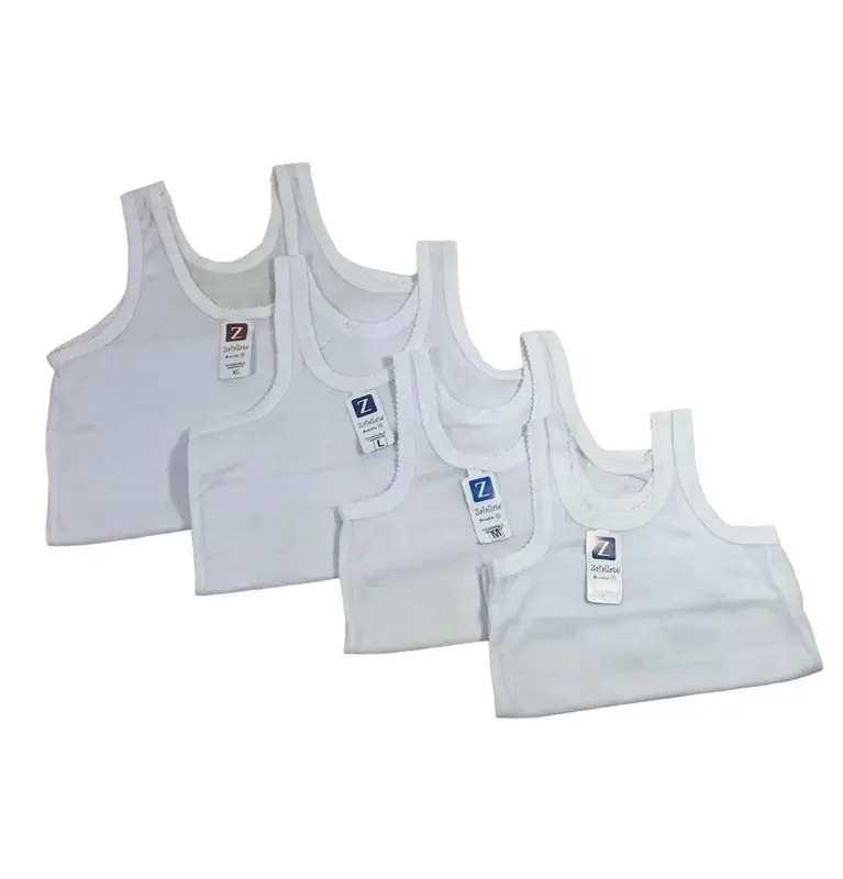 Isi 12, singlet putih khusus anak usia 0-11 tahun Katun Katun Perempuan Bayi Newborn Cewek 7