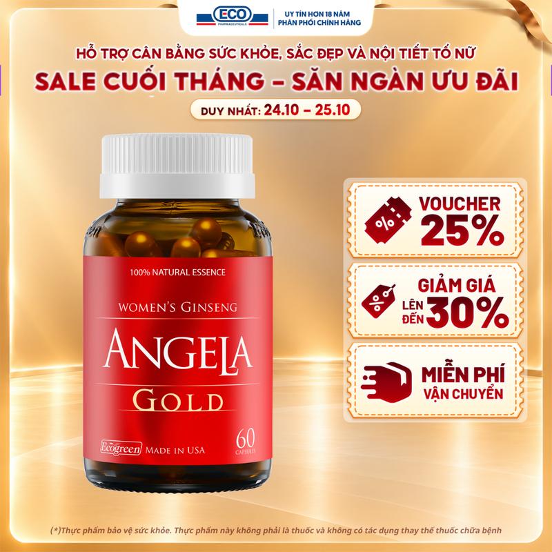 - Viên Uống ANGELA GOLD Ecogreen Hỗ Trợ Sức Khỏe, Sắc Đẹp Cho Nữ