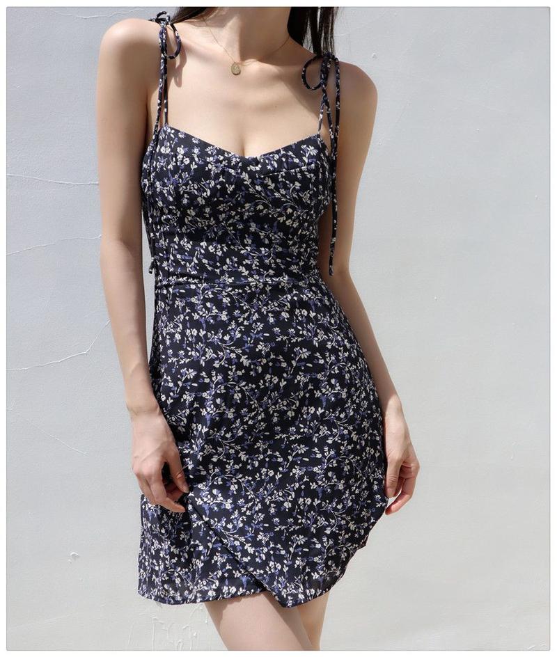 Product Introduction of Váy Hoa, Cỡ Nhỏ Zouju, Quấn Mông, Phong Cách Mùa Hè Ngọt Ngào Và Thường Ngày, Váy Chữ A Có Dây Đeo, Thiết Kế Cắt Tỉa 5