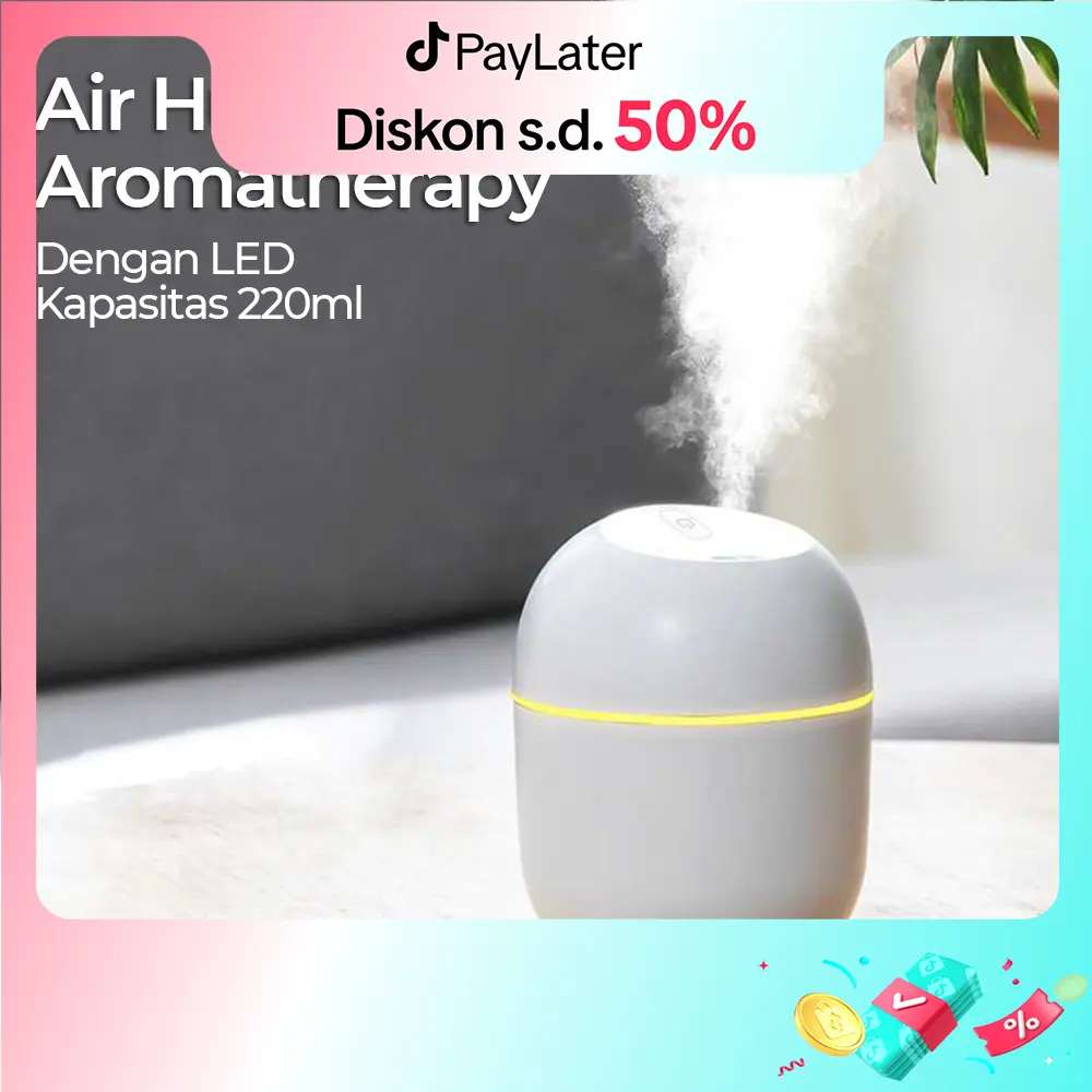 Mini Air Humidifier Aromatherapy Diffuser LED Light 220ml Humidifier Udara Purifier Air Diffuser Portable Pelembab dan Penjernih Udara Kabel
