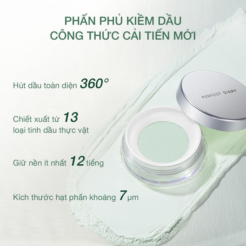 [PERFECT DIARY] Phấn Phủ dạng bột Lì Nhung Mịn Không Trọng Lượng,màu xanh lá,7g*1 Trang Điểm Nữ