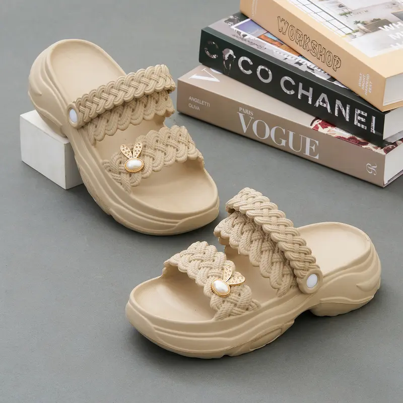 Sandal Wedges Wanita Sol Tebal Sandal Wanita Fashion Tali EVA Ekstra Tebal Baim Wanita Motif Tali Belakang Rubber Empuk Size 36-40 5
