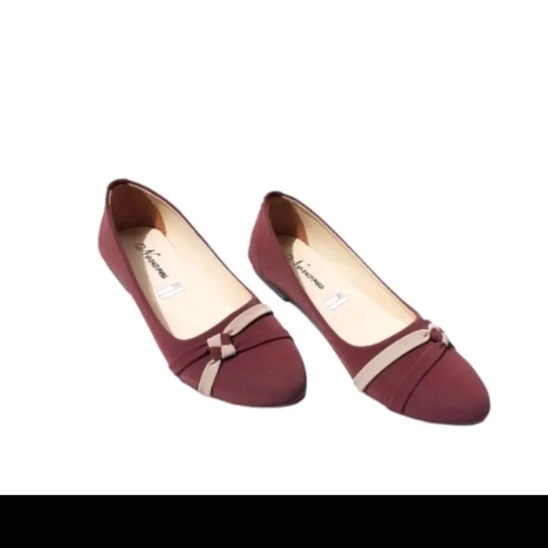 sepatu flatshoes wanita variasi tali ketupat rn52 Kerja Hitam 3