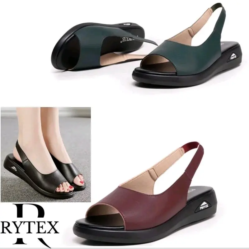 Sandal Wanita Wedges Dari Kulit Sapi Asli (RYTEX) Model Terbaru