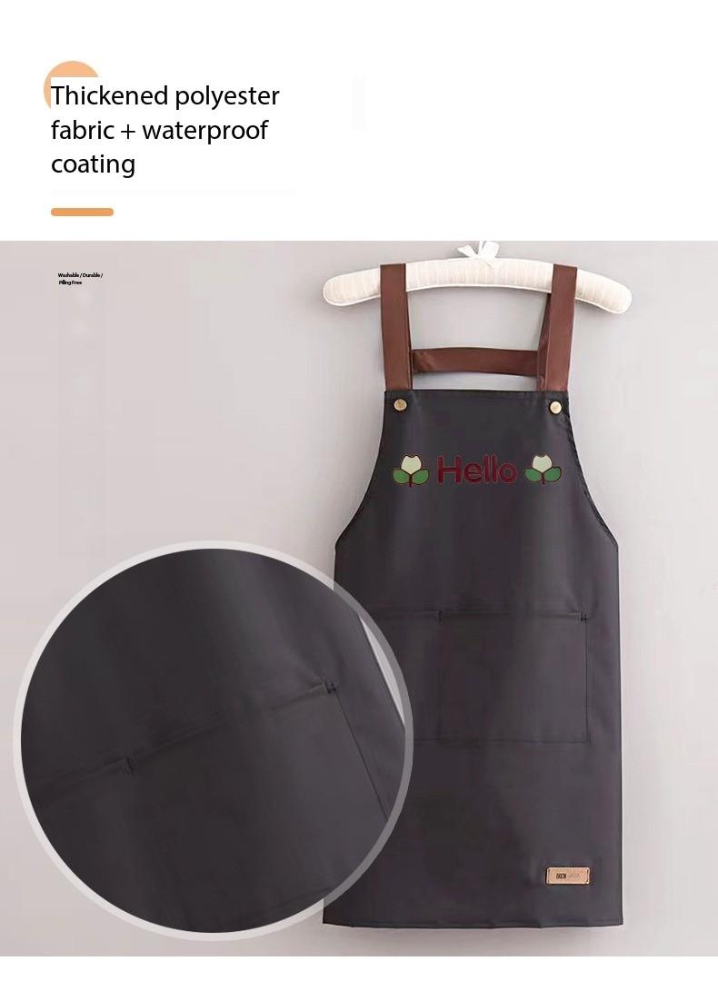 Product Introduction of Solid color modern simple waterproof strap kitchen household waterproof oil apron 11