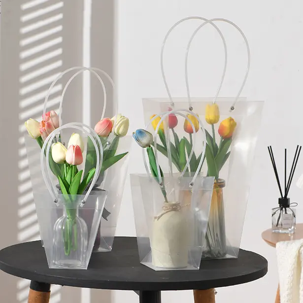 Kantong Buket Bunga Plastik Bouquet Mika Jinjing Tote Bag Bening 0