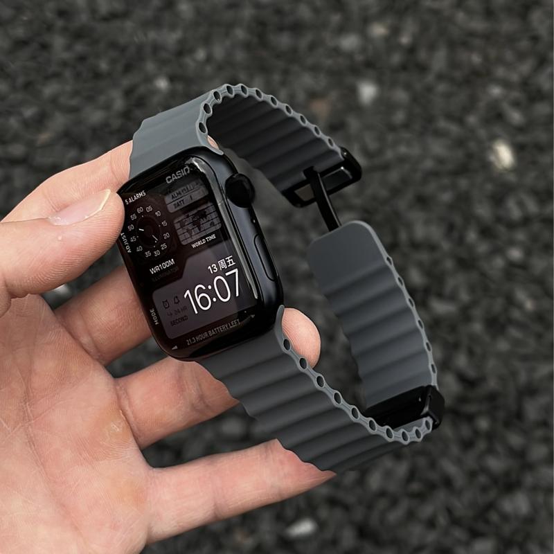 Dây đeo từ tính silicon, thiết kế gợn sóng Tương thích với Iwatch 42mm, 38mm,…