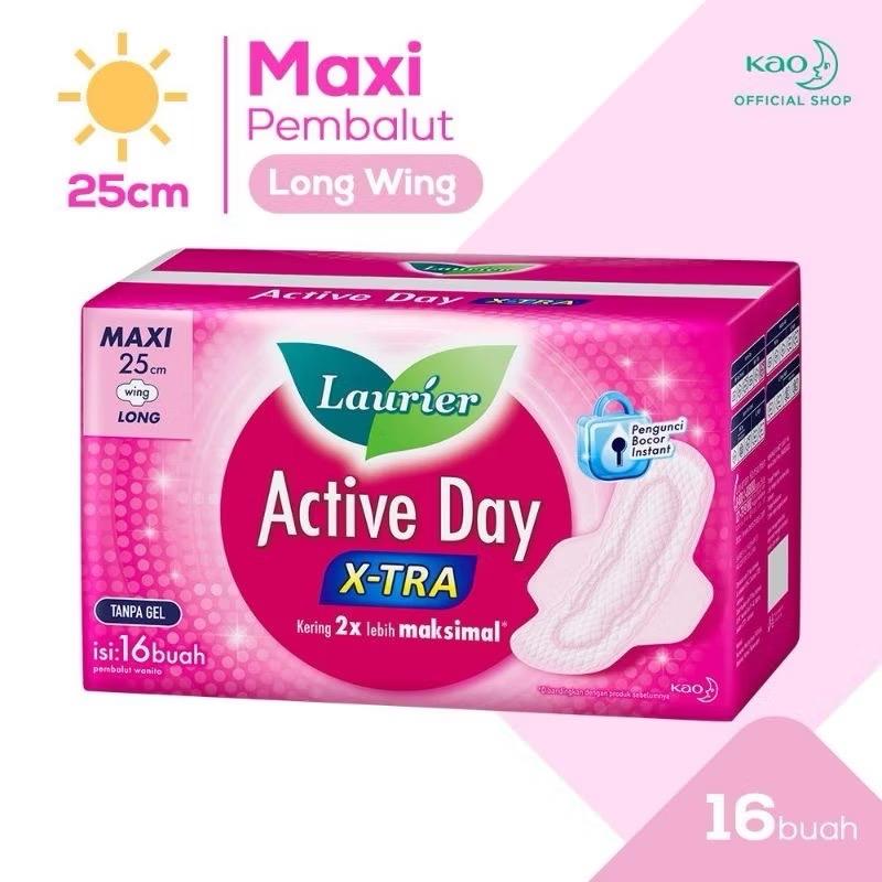 Laurier Active Day X-tra Pembalut Wanita Long Wing 25cm 16S/Pembalut