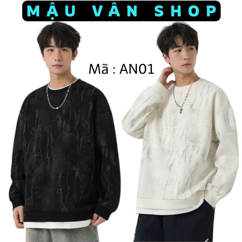 có Bigsize Áo Sweater thu đông dài tay vải Nỉ 2 da ,Nam Nữ 40kg -145kg cổ tròn có bo tay phối gấu cá tính Mã : AN01