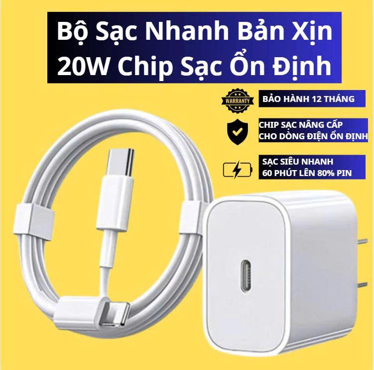 Bộ Sạc Nhanh 20W tương thích ip6-14 prm sạc 60p lên 80% pin, chip sạc nhanh chố