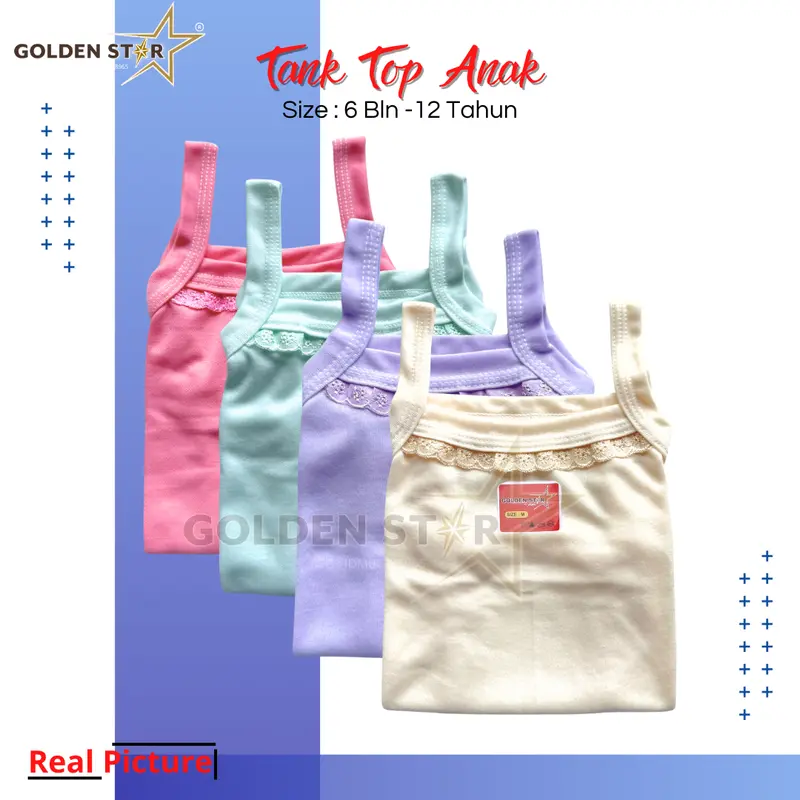 6 Pcs Tank Top renda Anak perempuan Warna - Tengtop Anak perempuan Warna Usia 0-2 Tahun Tanpa Bolong Bolong Kaos Dalam Kutang Anak Perempuan TREN - Kaos Singlet Anak Perempuan  / Tanktop Anak warna Lusinan pewe 2