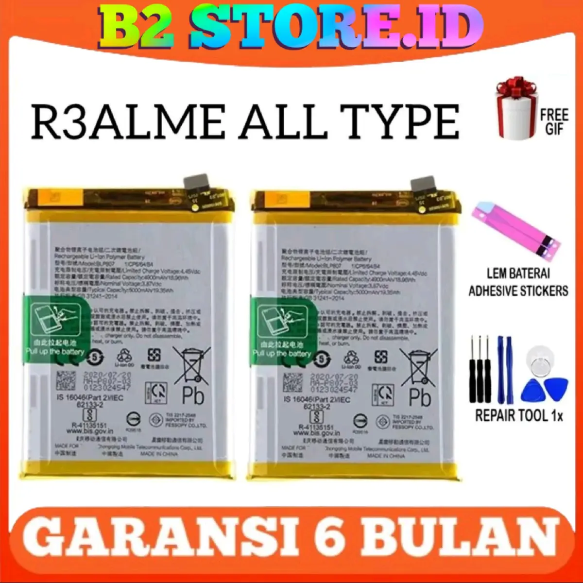 BATTERY COMPATIBLE REALME C11 C12 C15 C17 7I C20 C21 C25 C21Y C25Y 5 C3 5 PTO BATERAI BATRE BATRAI ORIGINAL