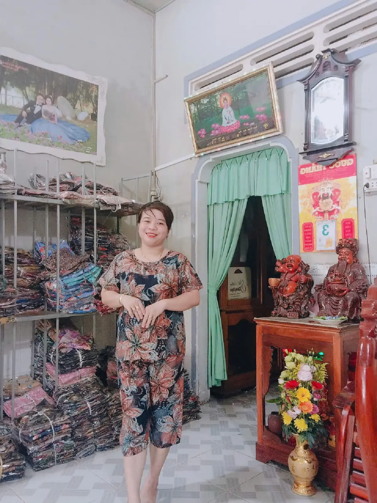 ĐỒ BỘ MẶC  NHÀ LỮNG TAY NGẮN TÔN NHUNG CHO BÀ VÀ MẸ Nữ Áo Top Women Quần Ngủ