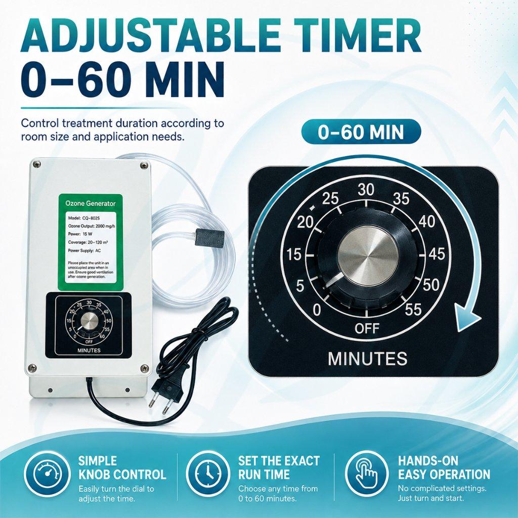 Ozone Generator 2000mg Ozonizer Sterilizer O3 Pemurni Air Alat Disinfeksi Air untuk Depot Air Minum Aquarium Kolam Pengolahan Air Generator Ozon Portable