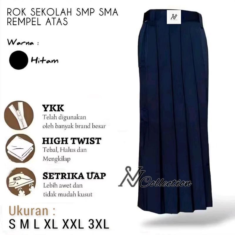 Rok Rempel Panjang Seragam Sekolah Perempuan SMP SMA SMK High Twist 5