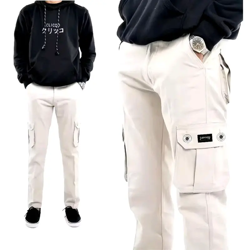 Celana Cargo Pria Panjang Celana Panjang Cowok Dewasa Keren Casual Kain Katun Army Hitam Distro Lembut Mocca Cream Nyaman  Tebal Standar Chino Formal 5