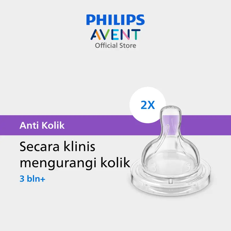 Philips Avent | Dot Bayi Botol Susu | Anti Kolik | Secara Klinis Mengurangi Kolik | 3M+ | SCY763/02 0