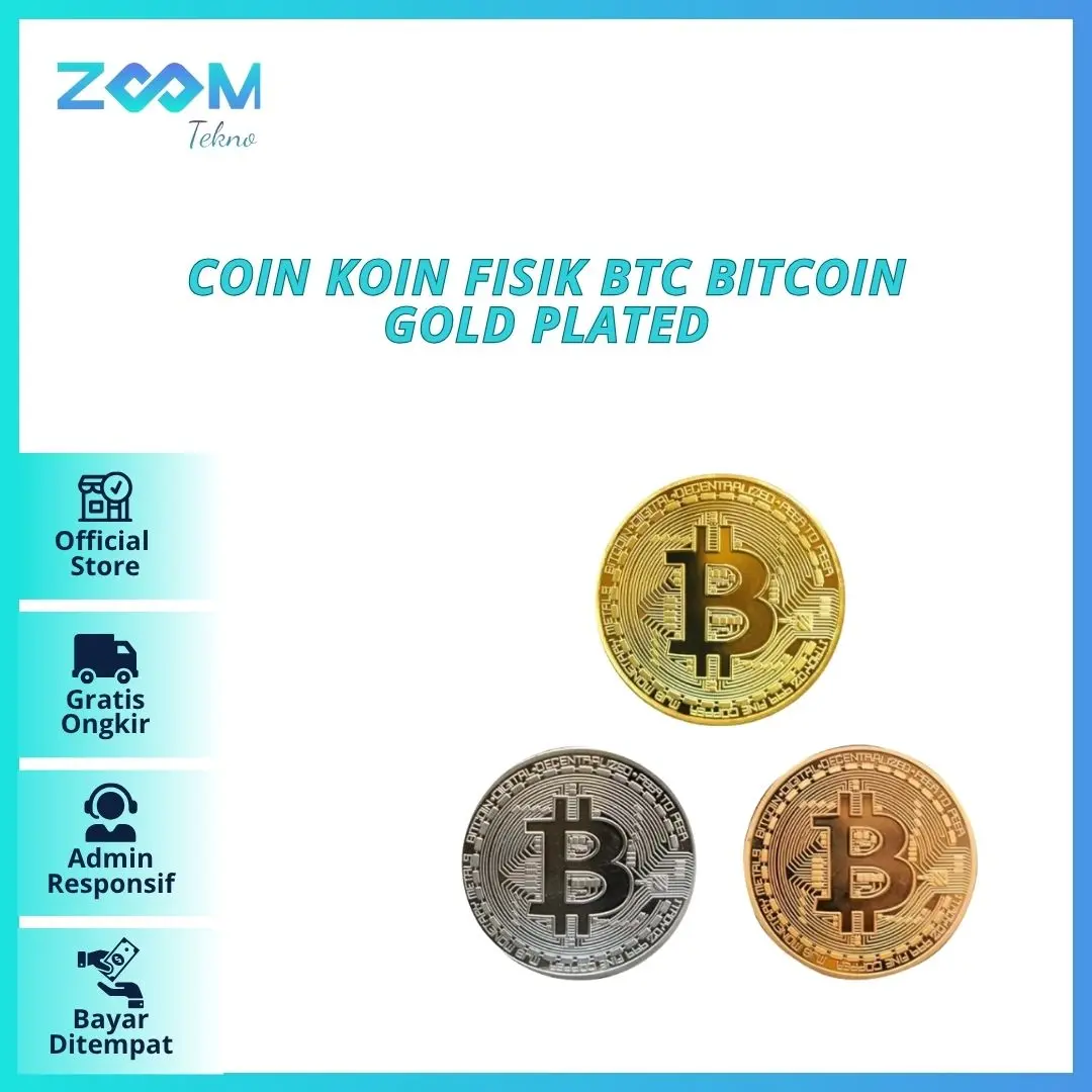 ZT Bitcoin Coin Koin Fisik BTC Gold Plated Pajangan Koleksi Souvenir Gift
