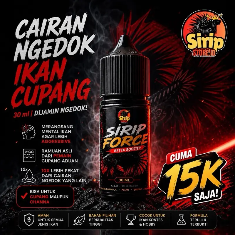 ￼Cairan Ngedok Ikan Cupang Terbaik 30ml | Sirip Force Betta Booster | Flaring Liquid Bikin Agresif & Fighter | Obat Cupang Juara
