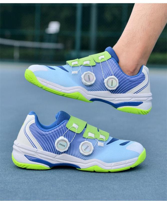 Product Introduction of 36-46 Professional Badminton Shoes for Men Double Rotating Buckle Tennis Shoes Wear-resistant Non-slip Table Tennis Shoes Couple's Training and Competition Sneakers Plus Size 27