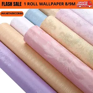 Wallpaper Stiker Dinding Embos Polos Dekorasi Dinding Sticker PVC Hiasan Dinding