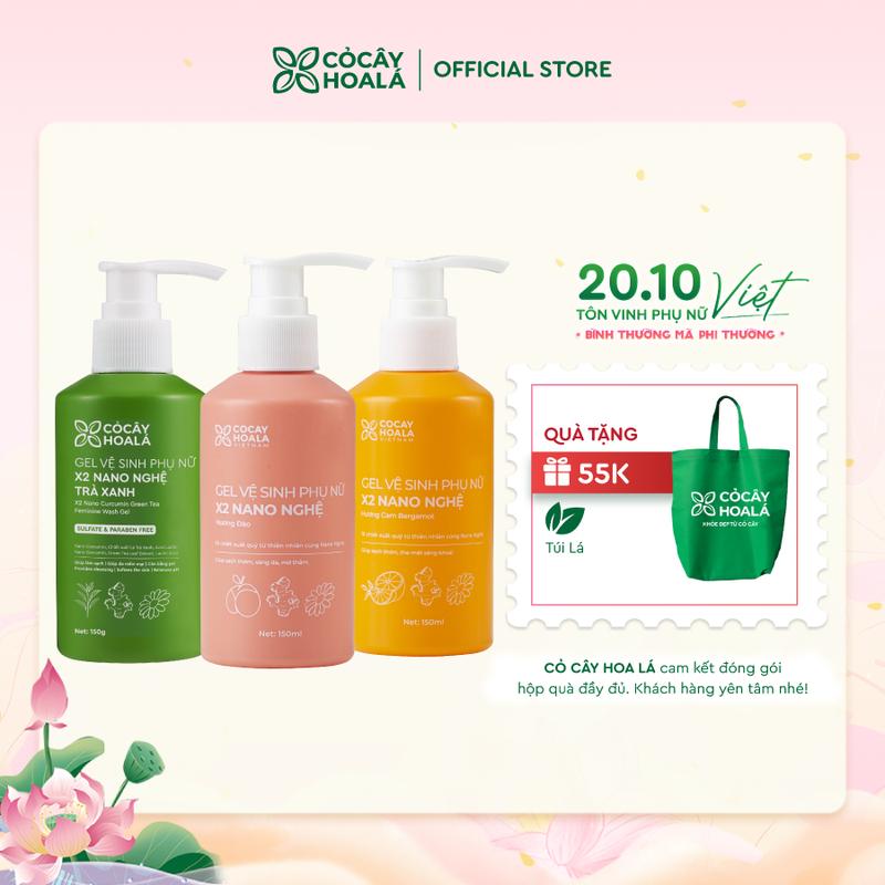 [TOP NỔI BẬT] Dung Dịch Vệ Sinh Phụ Nữ Gel x2 Nano Nghệ Cỏ Cây Hoa Lá - Làm Sạch, Hỗ Trợ Ngừa Vi Khuẩn 150g