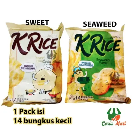 Krekers Beras K Rice Crackers Sweet Flavor Seaweed isi 14 pack Krice 0