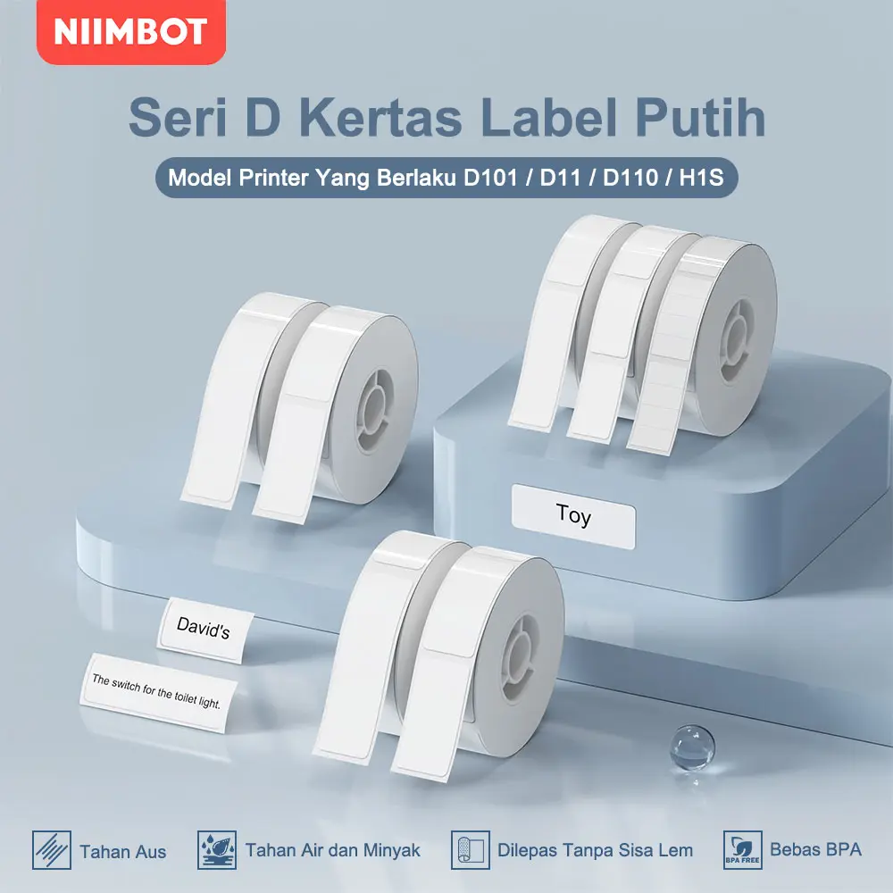 NIIMBOT D11 / D110 / D101  Kertas Label Putih Thermal Stiker, Stiker Nama, Kertas Label Harga Putih