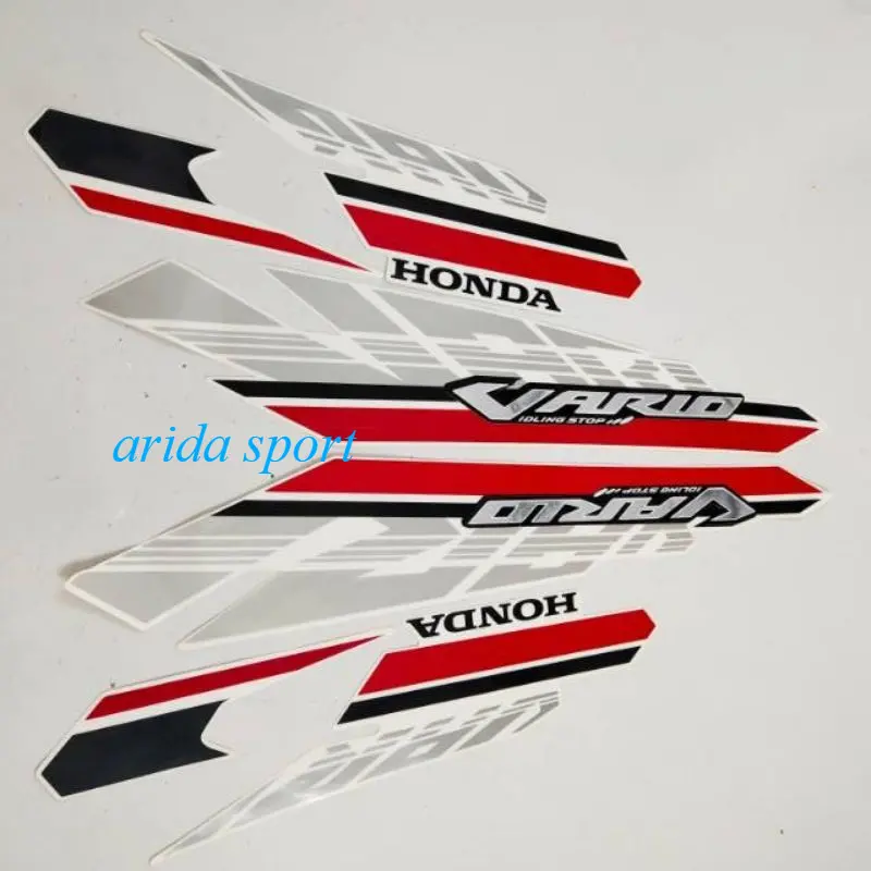 Stiker striping motor vario techno 125 led fi iss 2017 2018 putih merah lis body motor vario 1
