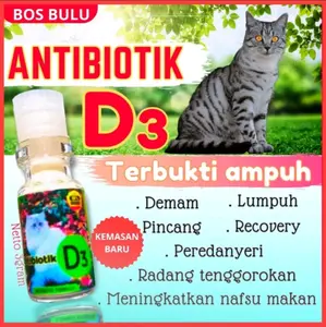 Vitamin Obat Kucing Minum D3 Penyembuhan radang Demam Infeksi Virus Bengkak meredakan sakit dll
