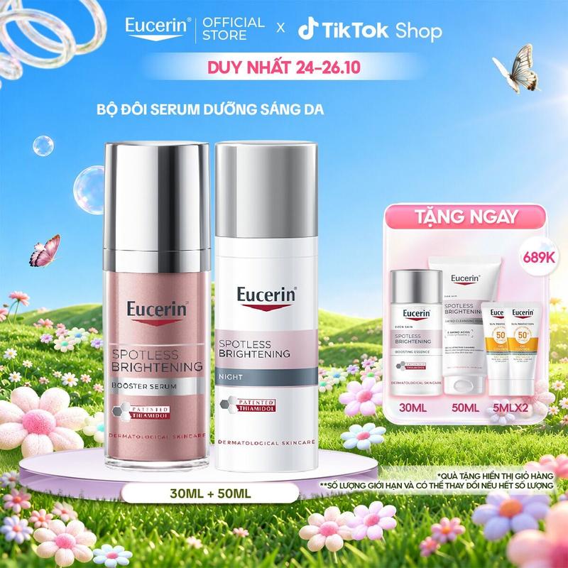 Bộ đôi Serum dưỡng sáng da cải thiện thâm nám Eucerin Booster Serum 30ml & Kem dưỡng Ban Đêm hỗ trợ sáng da, mờ thâm nám Eucerin Spotless Brightening 50ml (phiên bản mới 2025)