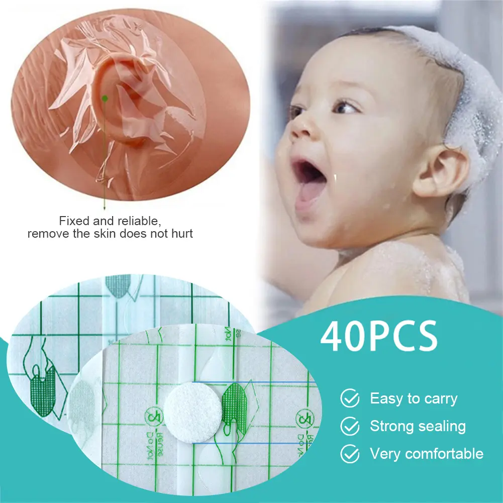 Penutup Telinga Bayi 40 Buah Sekali Pakai Tanpa Terlihat Dukungan Self-Adhesive Mandi Berenang Pelindung Telinga Tahan Lama