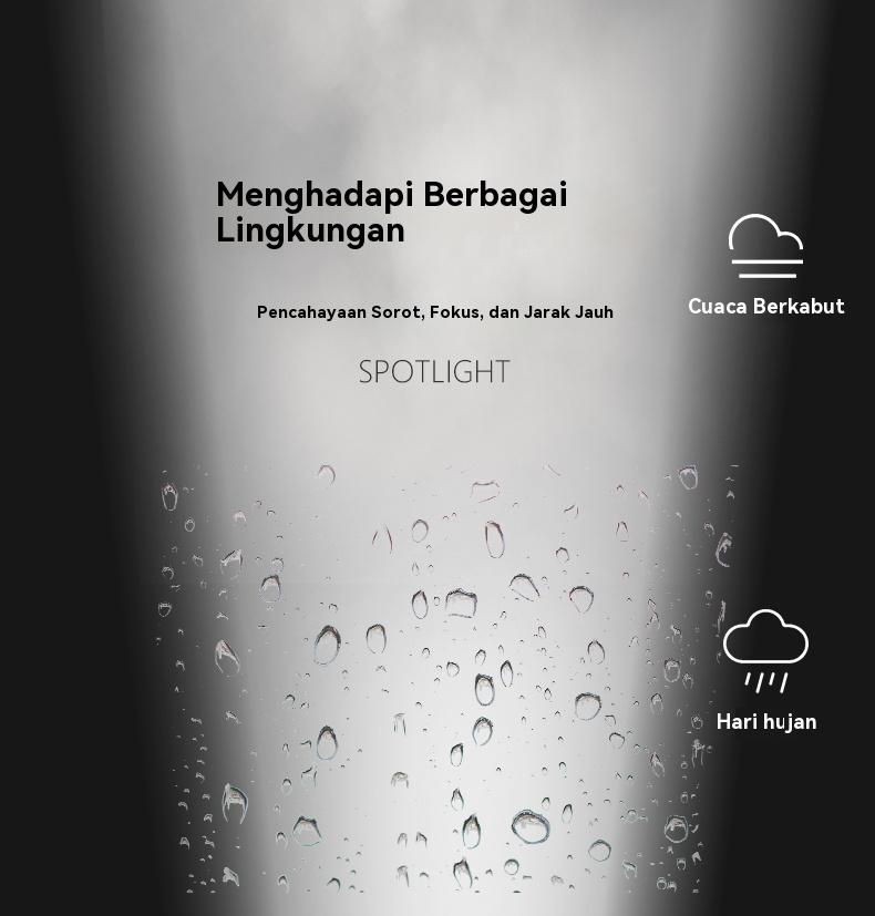 LEEROUT FlashlightSenter Terterang LED 1500 Lumen Super Terang Zoom TeleskopikDengan lampu peringatan Jangkau panjang