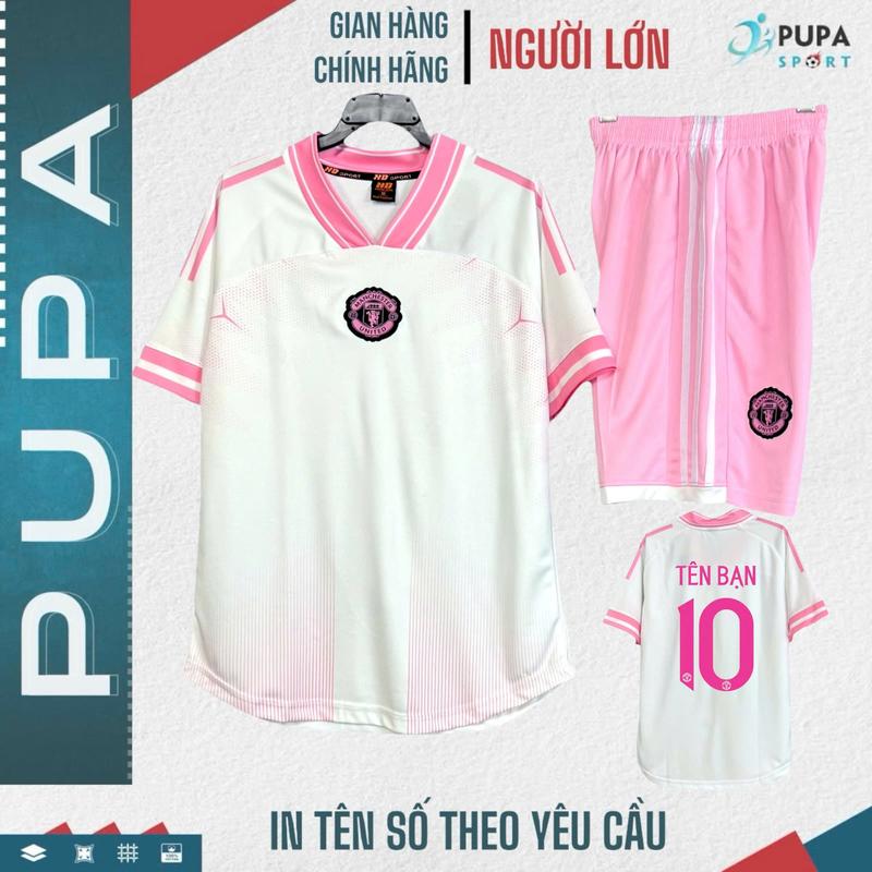 Bộ Đồ Đá Banh Dk/Hd, Màu Trắng Hồng Cổ Tim, Vải Thun Mè Hàn , Áo Bóng Đá Nam Nữ Pupasport Top Unisex Quần Áo Thun Quần Áo Thun