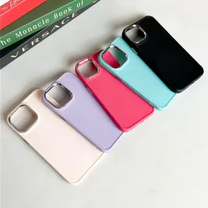 【SatSet.ind】 Lux Plating Solid Colour Case Compatible with iPh 7 8 XS XR 11 Pro Max 13 15 Casing Polos Sederhana Simple Elegan Lentur Full Cover Nyaman Soft Case Black Lilac Pink Red White Handphone
