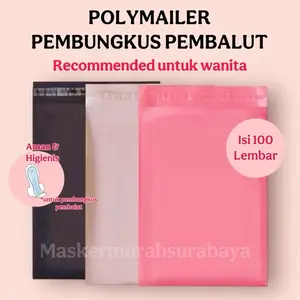 ￼Polymailer Pembungkus Pembalut  Isi 100 Lembar Aman & Higienis Berwarna UK 10x20cm