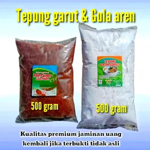 Promo Paket Tepung garut 500 gram dan gula aren bubuk 500 gram lebih hemat
