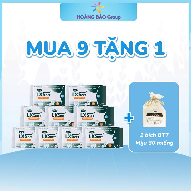 COMBO 9 gói Băng vệ sinh bạc hà LXSoft mặt lưới siêu mỏng siêu thấm hút 8