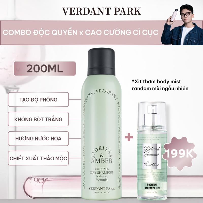 Xịt khô phồng tóc VERDANT PARK Jadeitea & Amber 200ml dầu gội khô kiềm dầu lâu bết VDPK03