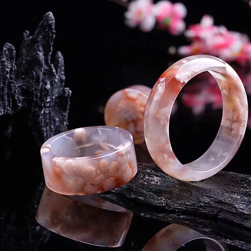 Agate Live natural Madagascar cherry blossom agate bracelet hand pendant bracelet chalcedony