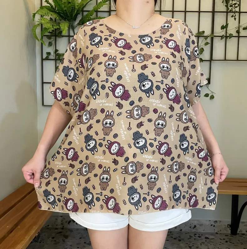 ATASAN BAJU BALI WANITA BLOUSE JUMBO FIT TO 4XL MUAT 80-100KG!!! REAL PICT Casual Top Dewasa Lembut Rayon Motif Bulat Santai Kaos Panjang Pantai 4
