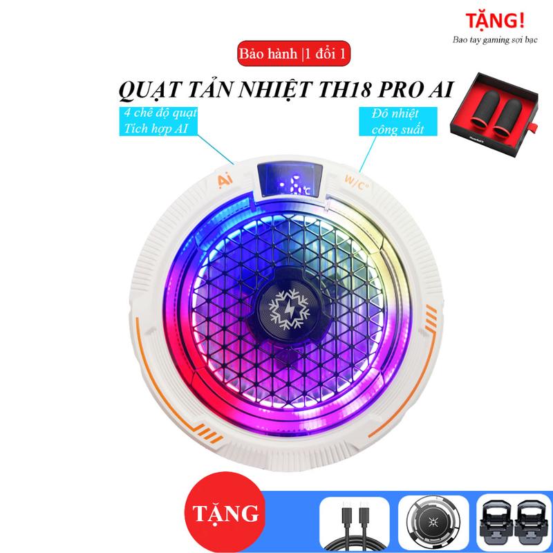Quạt tản nhiệt điện thoại từ tính làm mát nhanh TH18 Pro AI có hỗ trợ kẹp 15W