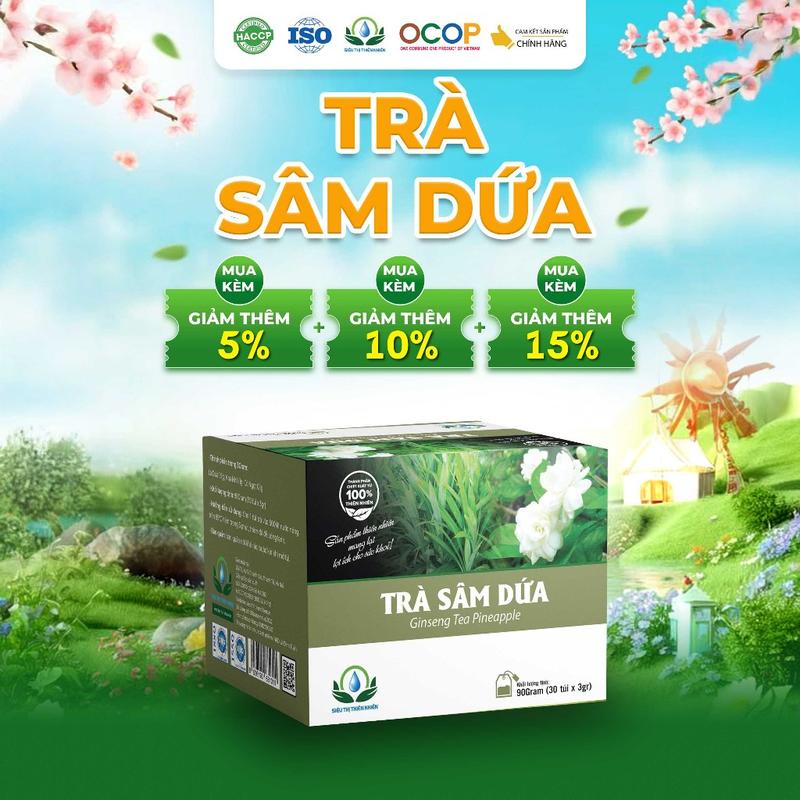 Trà Sâm Dứa Cỏ Ngọt Thanh Mát Cho Ngày Mới Thư Thái Hộp 30 Túi Lọc 90gram