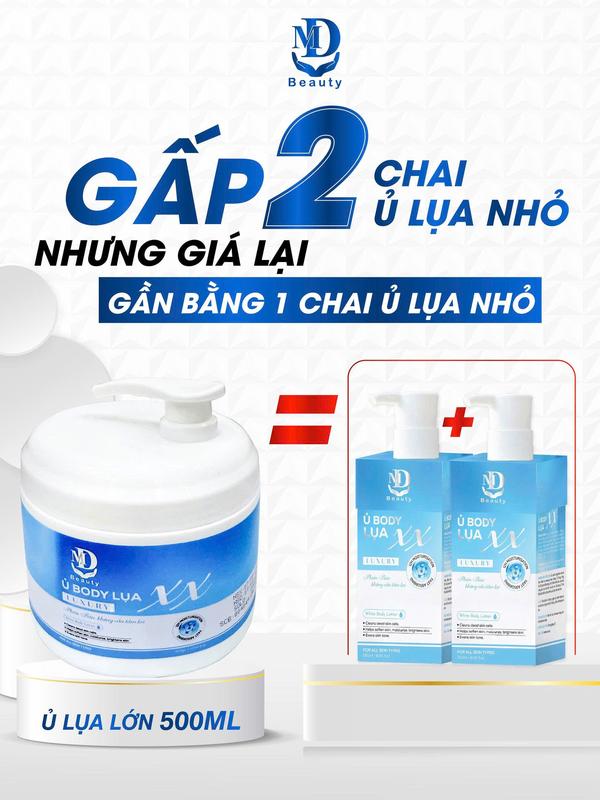  KEM Ủ LỤA BODY HỖ TRỢ DƯỠNG TRẮNG MD BEAUTY 500ML  Gấp Đôi Chai Ủ Lụa 250ML  