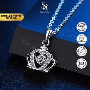 Roystone_Moissanite Kalung Wanita Original Sertifikat GRA Silver925 Lapis Emas18K_Pumpkin Necklace