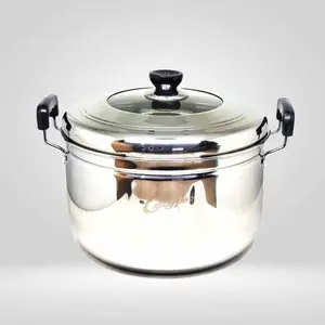 SUPER TEBAL Panci Steamer + Tutup Stainless Calypso | Kukusan Dandang Stenlis Steel | Panci Kukus Kitchenware Air Kaca Nasi