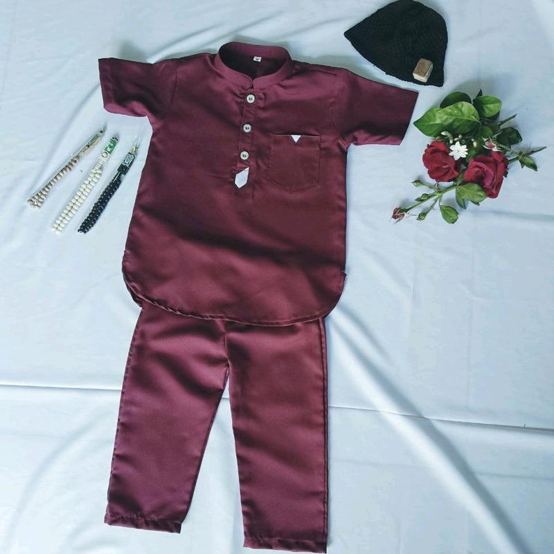 Setelan Baju Koko Bayi Laki-laki Usia 0-4 Tahun dengan Peci dan Tasbih Gratis - Atasan,  Celana, muslim Anak  Kancing  Kain Toyobo Nyaman Lembut  Hitam Putih kemeja Mesin Dicuci M baju takwa anak laki laki 2024 brookhaven outfit 7