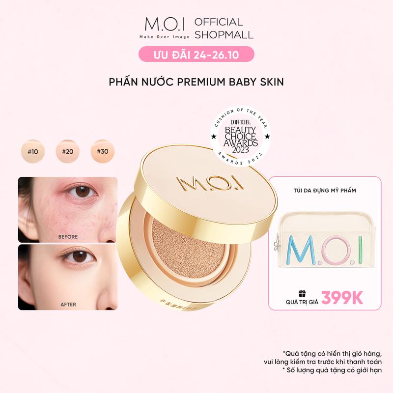 Phấn nước Kiềm Dầu Che Khuyết Điểm SPF 50+ PA+++ MOI Premium Baby Skin Cushion 12g